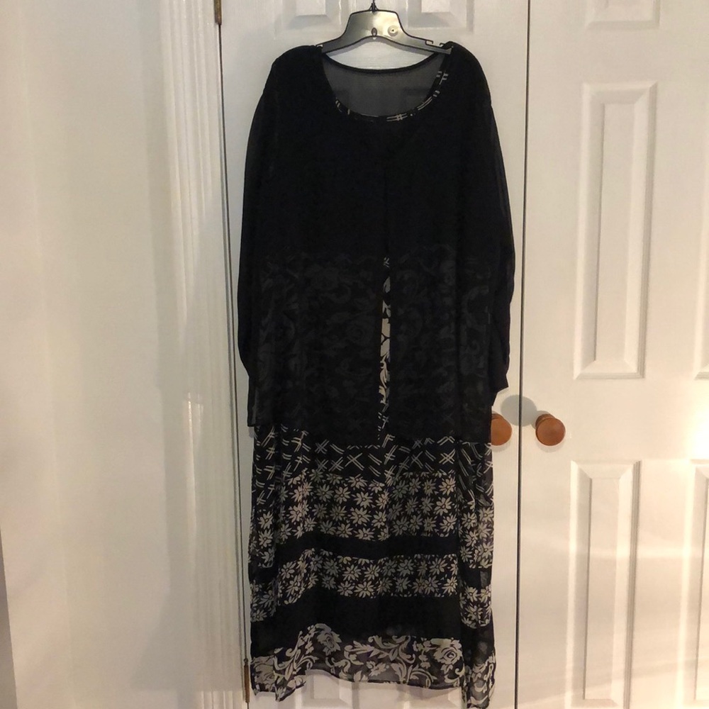 Sheer long sleeve jacket with long dress